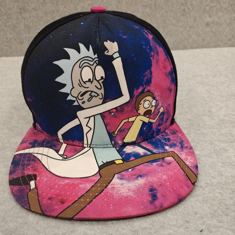 Rick And Morty Adult Swim Hat Cap Snap Back Black Pink Galaxy Cartoon Mens